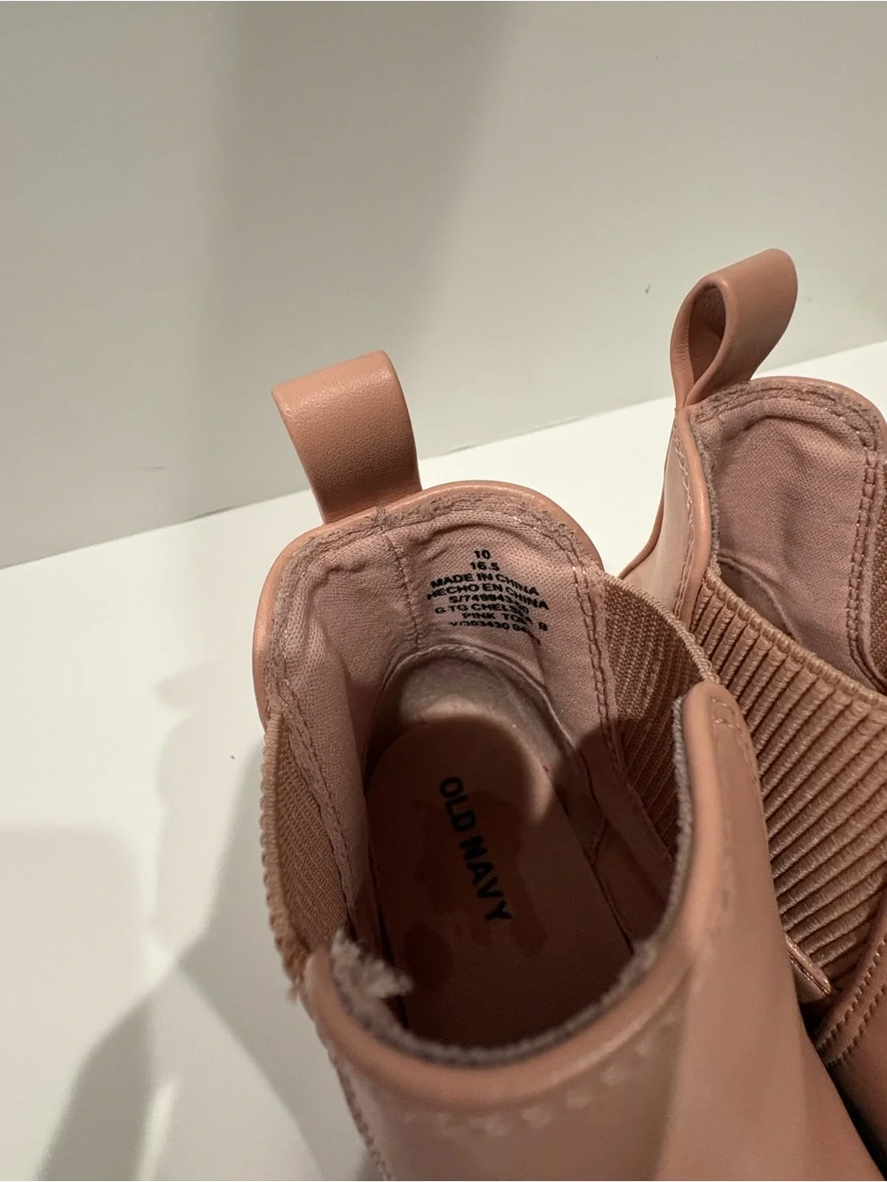 Old Navy Pink Chelsea Lug Booties with Brown Sole